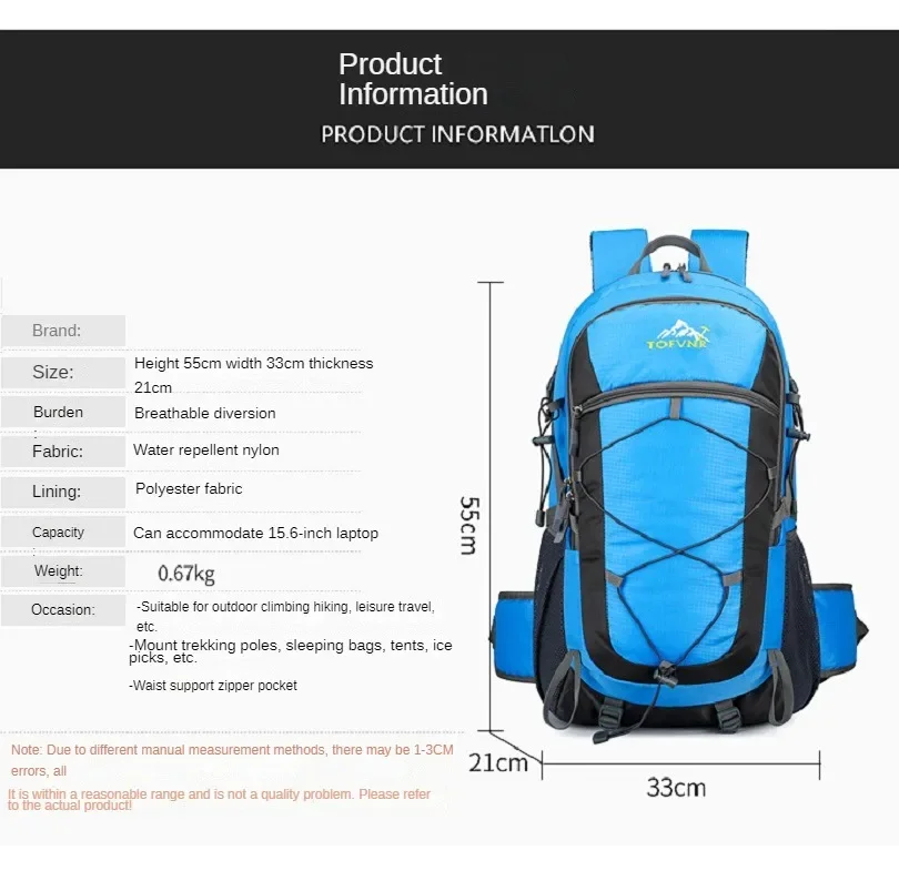 50L Waterproof Climbing Backpack Rucksack Outdoor Sports Bag Travel Backpacks Camping Hiking Backpack Women Trekking Bag For Men