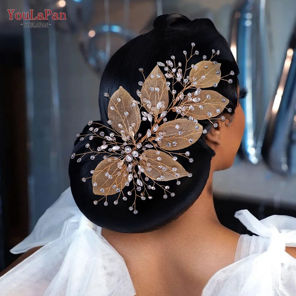 YouLaPan Alloy Leaf Bridal Head Piece Wedding Headdress Hair Accessorie Rhinestone Woman Hair Jewelry Bridesmaid Headpiece HP285