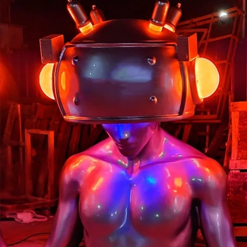 Cyberpunk luminous art bust fiberglass sculpture model, store bar decoration floor-to-ceiling ornament