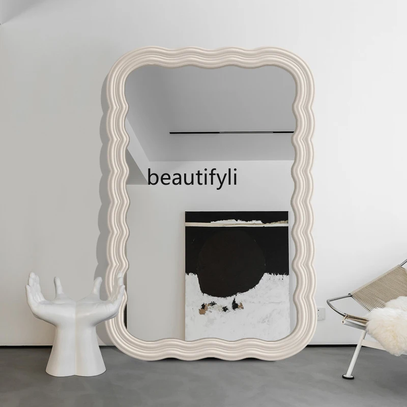 Girls' Floor-Standing Full-Body Floor Wave Dressing Clothing Store Wall Hanging Simple Full-Length Mirror