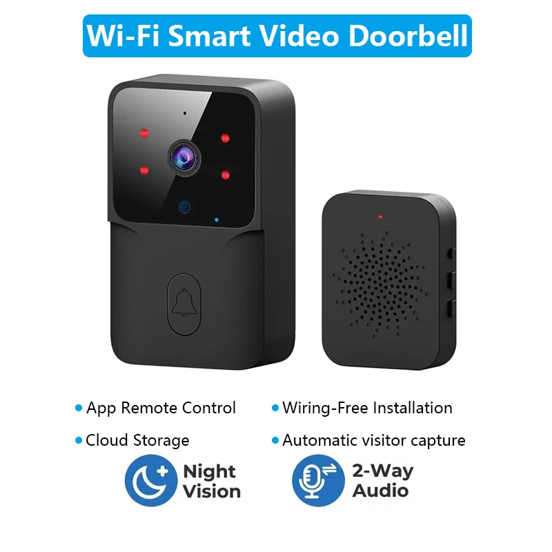 Smart Video Doorbell Wi-Fi Wireless High Definition Night Vision Doorbell Smart Home Security Two-Way Intercom Camera Bell