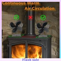 A06R Wood Stove Fan Heat Powered 4-Blade Fireplace Fan For Wood/Fireplace/Log Burner Efficiently Circulate Warm Air Fan