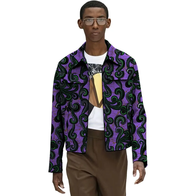 Men's African Couture Nigerian Fashion Lapel Jacket With Breast Pockets Turn down Collar Casual Short Coat Customized
