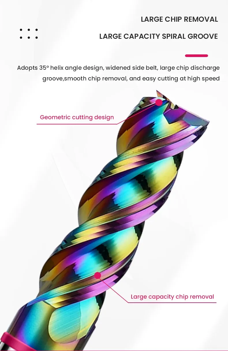 Shazam TGP-HRC60 3-flöten-farbkreis dlc-beschichtung wolfram stahl karbid aluminium flache end fräser cnc bearbeitung fräser – Detail 8
