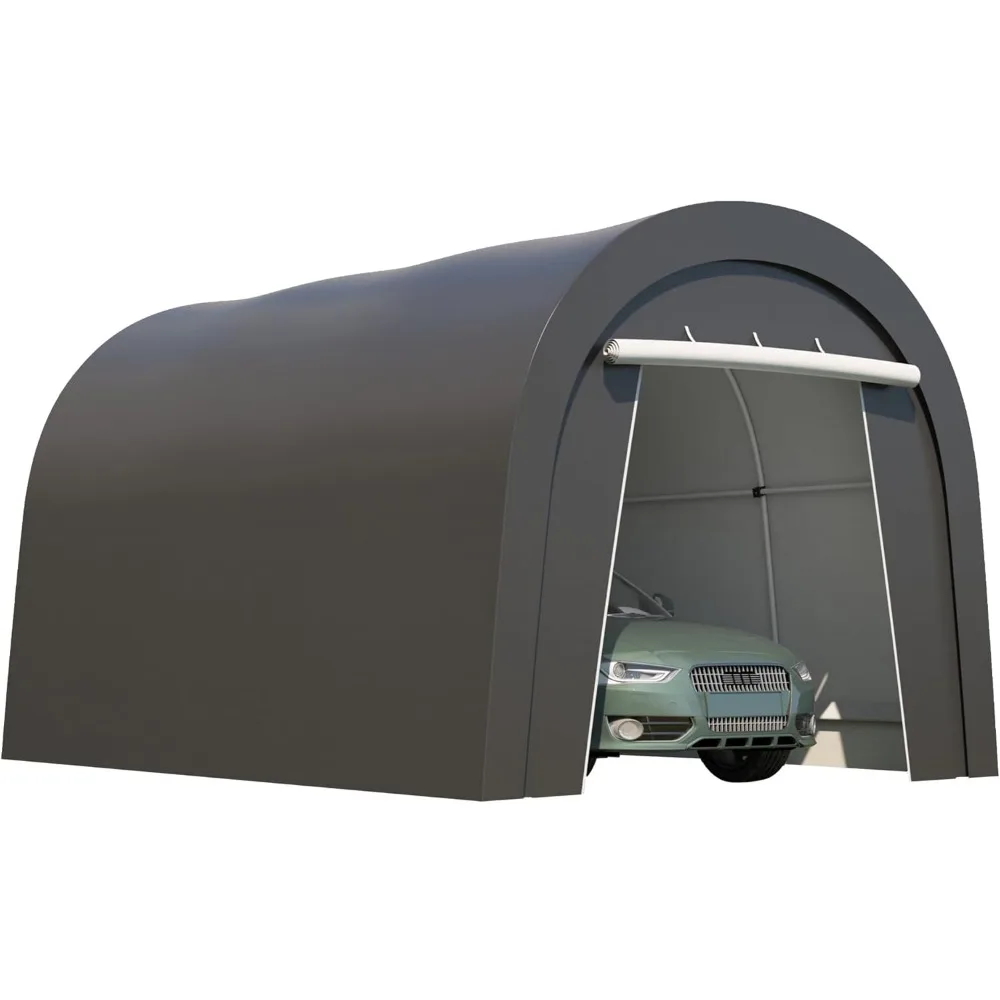

Domed Carport, Portable Garage with 2 Roll up Doors, Heavy Duty Car Canopy Party Tent, All-Season Storage Shelter Shed Carport