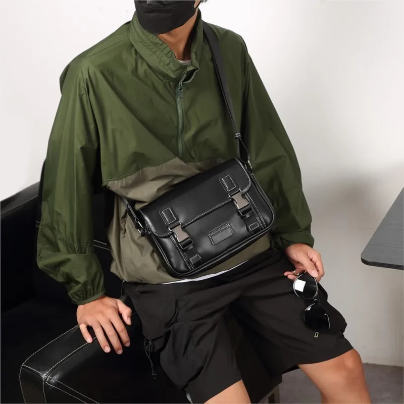 Bolso cruzado de cuero para hombre, bandolera informal de marca de lujo, 2023