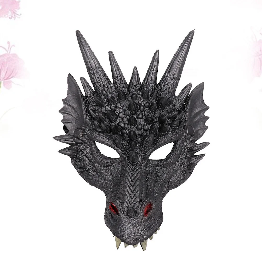 1PC Dragon Mask Costume Prop Mask Dress-up Accessory for Halloween Masquerade Cosply Costume Party Carnival Performance Black