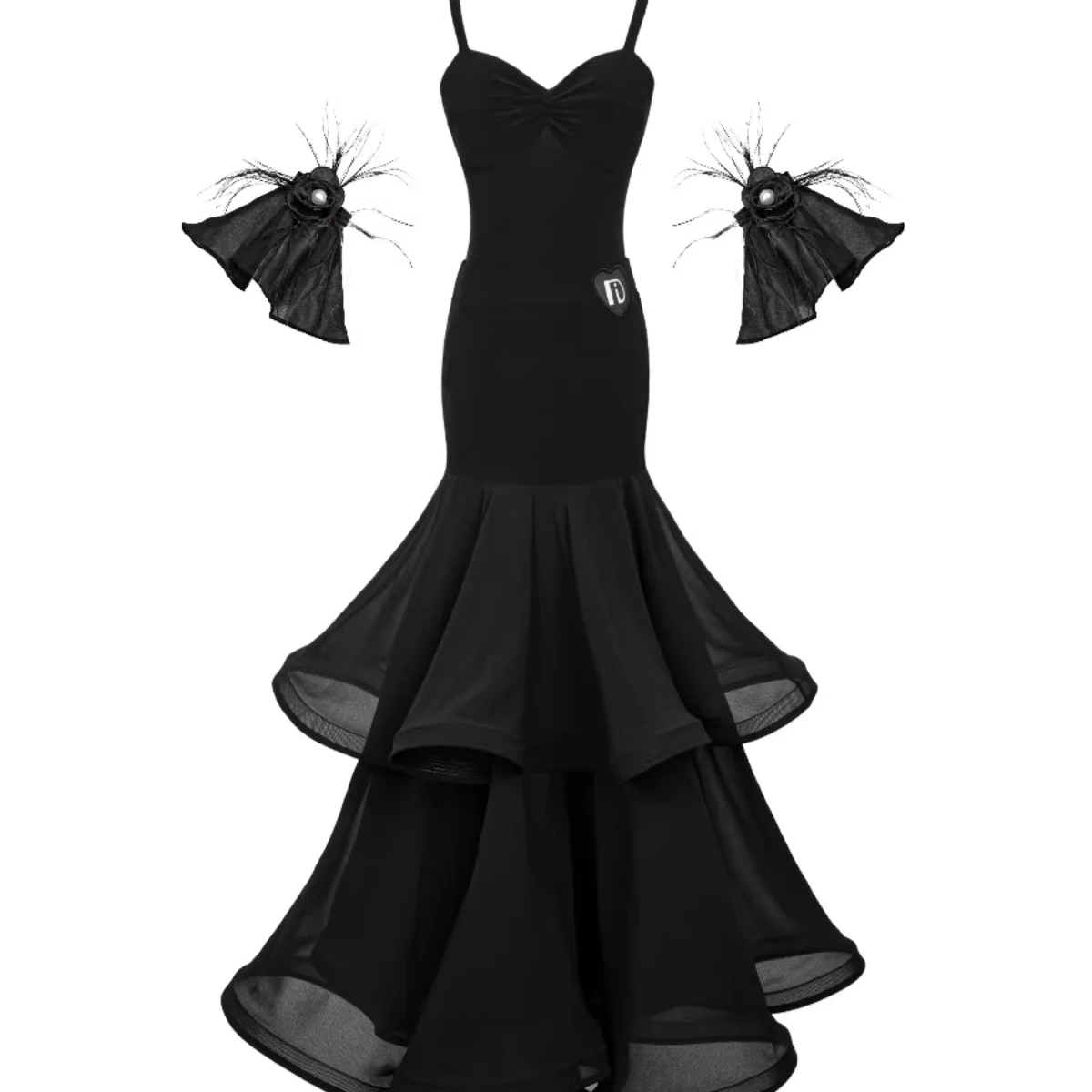 Robe de danse de salon pour filles, jupe Double couche en mousseline de soie, ourlet, Wlatz Tango, danse moderne, robes de Costume de compétition Standard