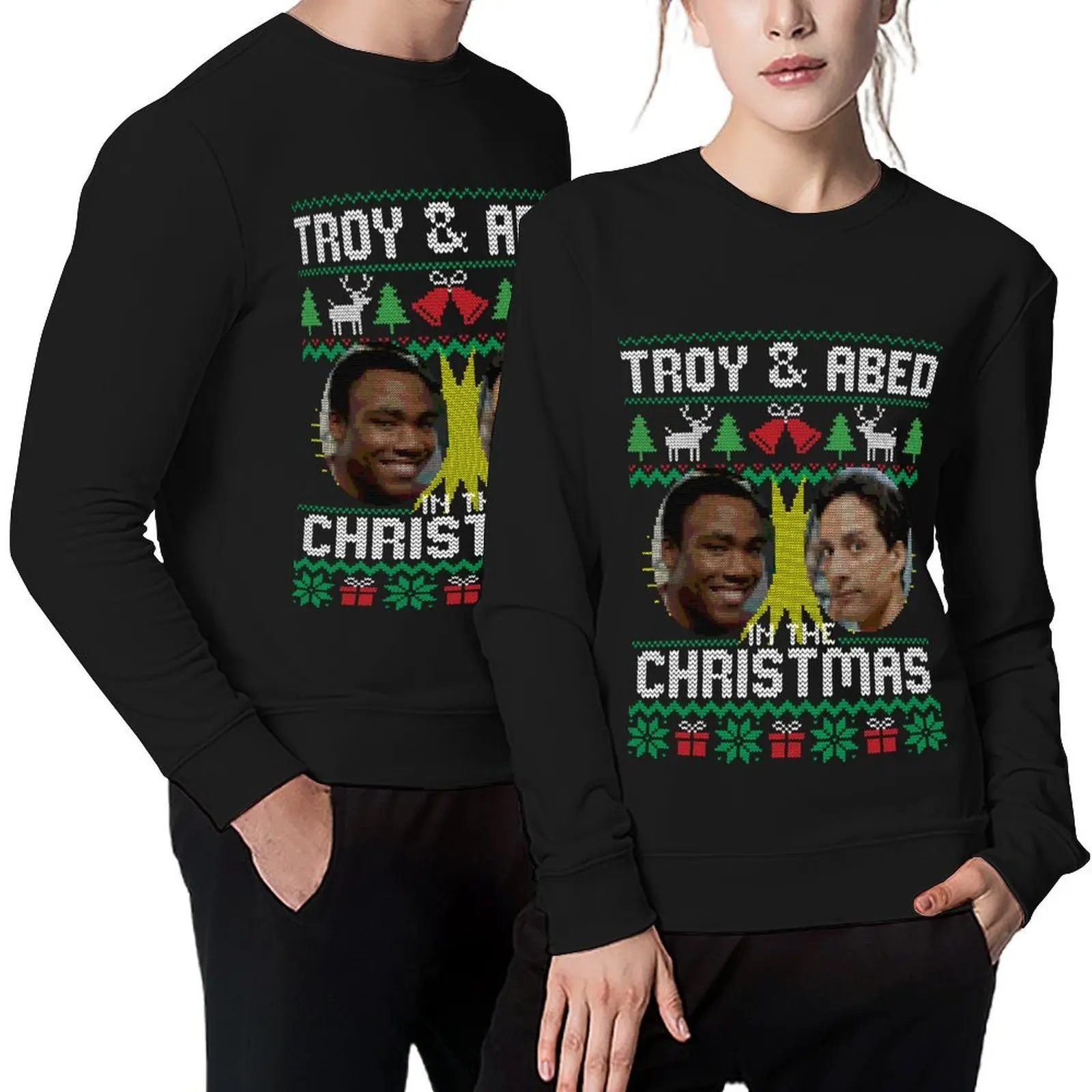 

Troy and Abed in Christmas Pullover japanese style graphic t shirts men autumn clothes men's autumn clothes pullover