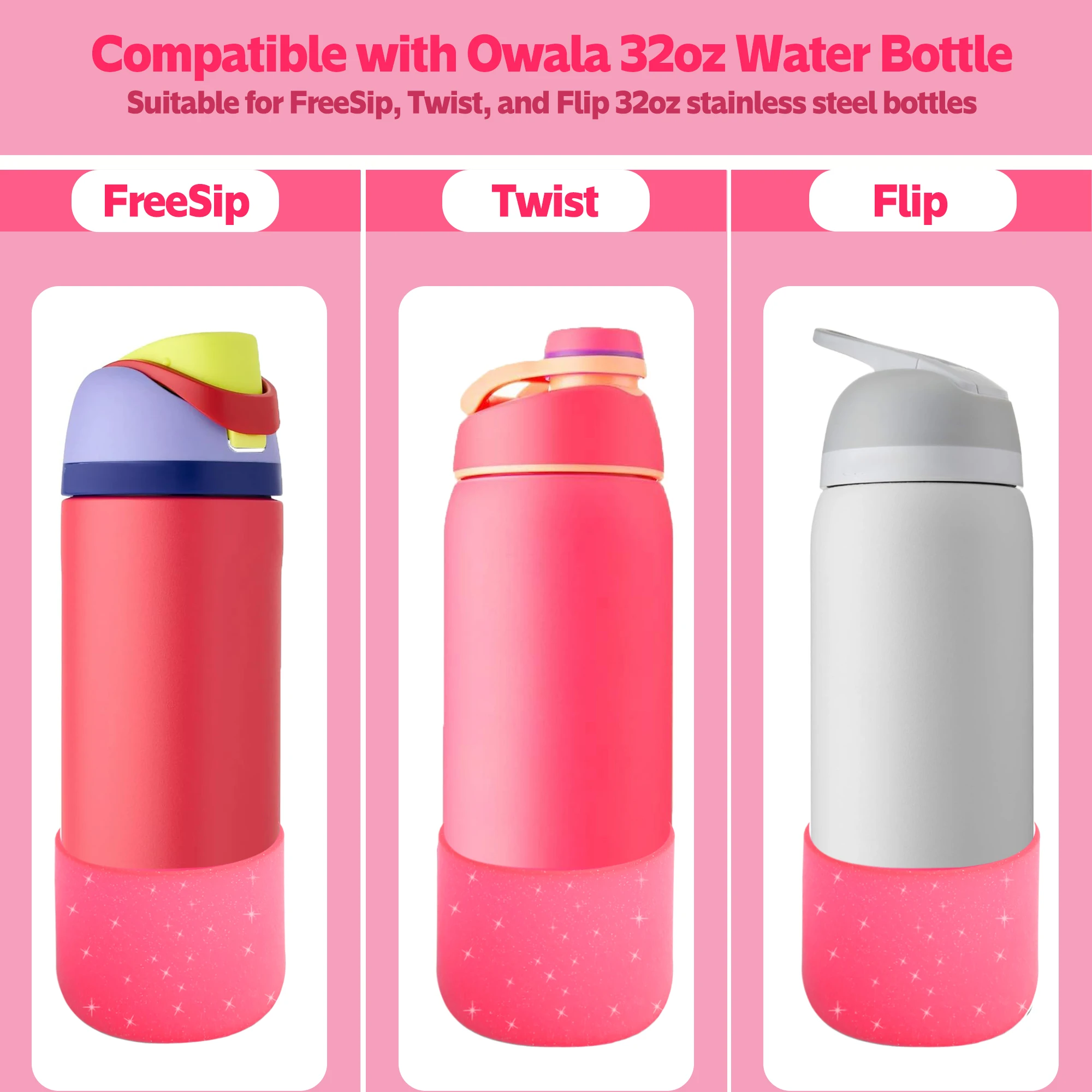 For Owala New Coaster 24oz 32oz 40oz Deep Rose Anti-Slip Protective Sleeve Bottom Bumper Protective Bottom Bumper Protector