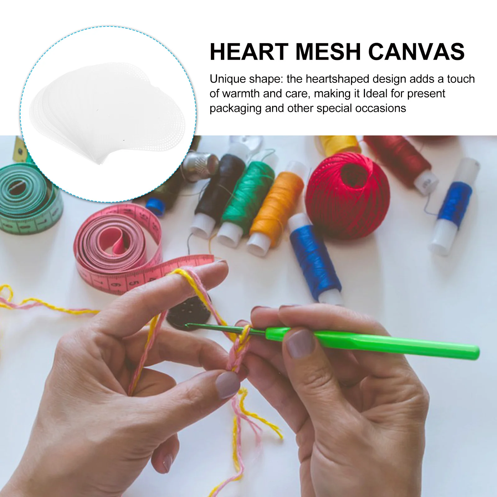 

30Pcs Mesh Canvas Sheets Heart Shape White Blank Craft Supplies for Embroidery Cross Stitch Knitting Yarn DIY Projects