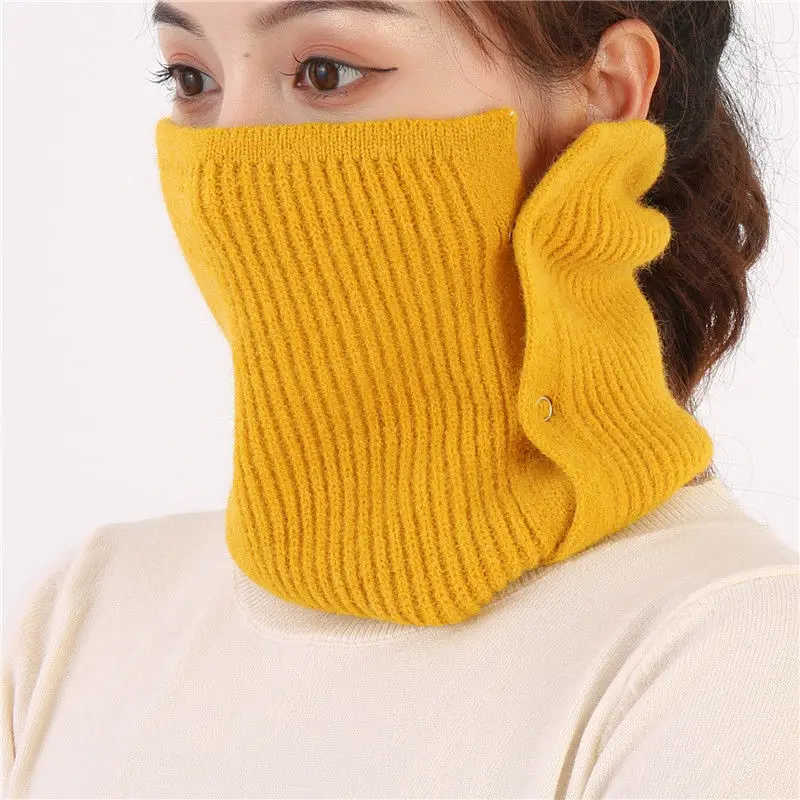 Winter Knitted Fake Collar for Women Windproof Button Neck Cover Unisex False Collars Elastic Knitting Scarf Warm Neck Warmer