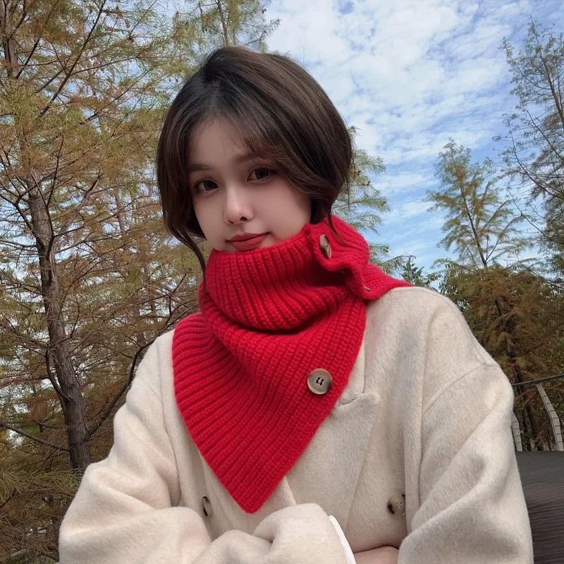 

Autumn and winter fake collar solid color button scarf thickened warm and cold protection neck gaiter fashion versatile