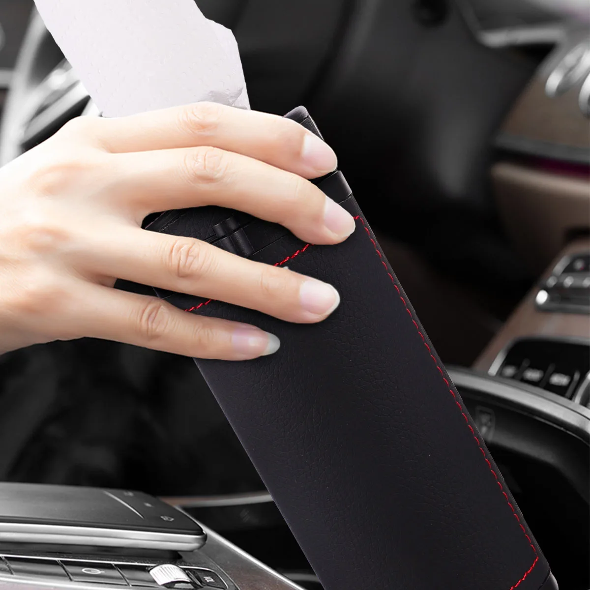

1Pcs Car Tissue Box Round Holder Tissue Paper Storage Container ABS Organizer for Car Beverage Slot