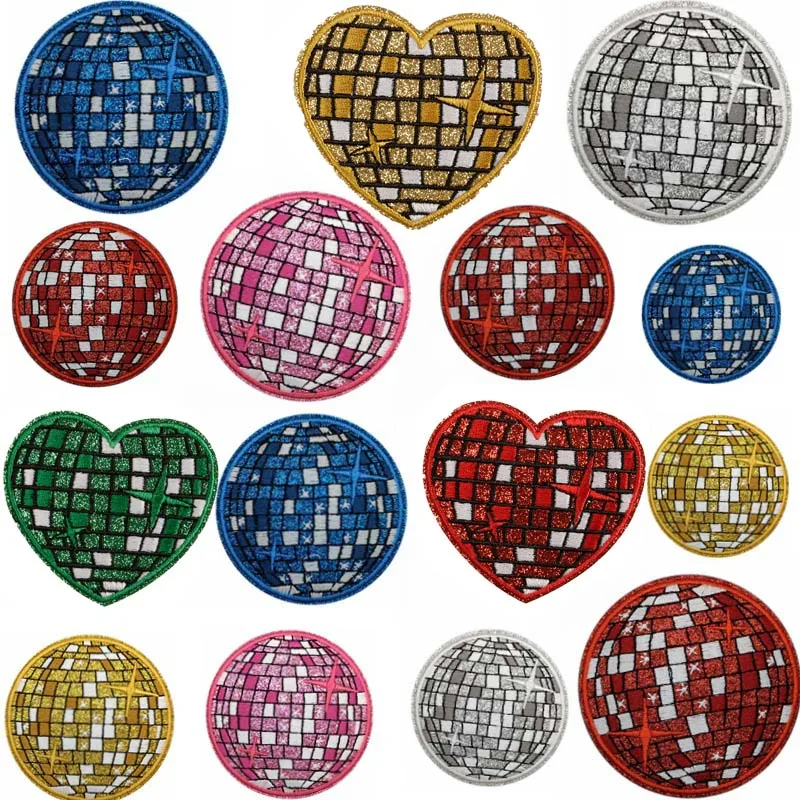 1 Piece Disco Ball Patch Glitter Planet Embroidery Patch Sparkle Ball For DIY Nighttime Clothes Iron on Patches