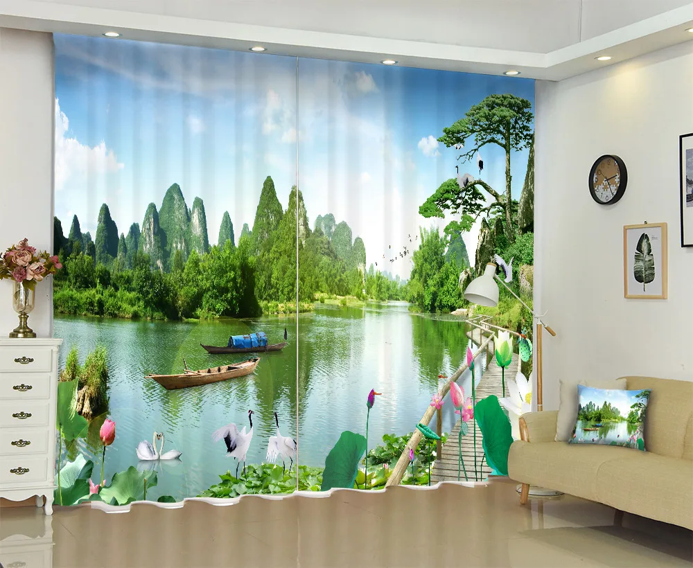 Printing Of nature Landscapes Window Curtain 3D Curtains For Living Room Blackout curtain waterfall curtain