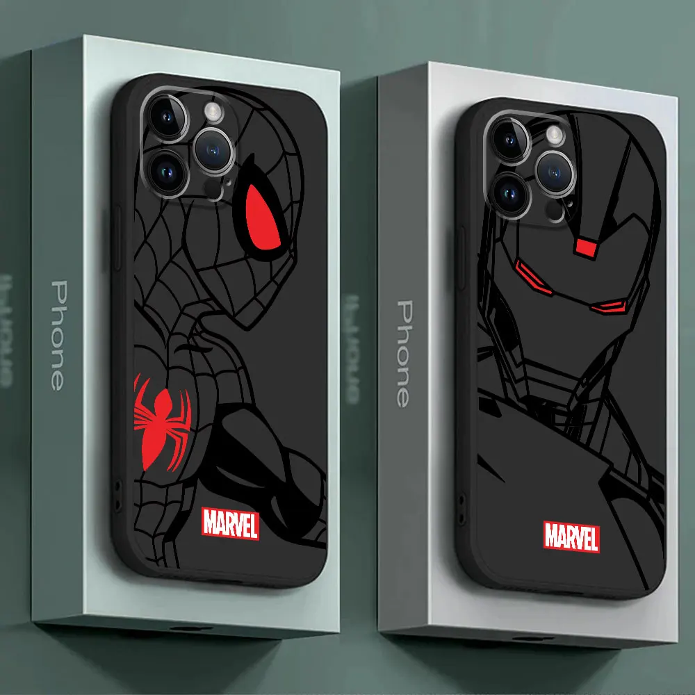 Marvel Spiderman Ironman Case for iPhone 14 Pro Max 13 Mini XR 7 8 Plus 11 Pro SE 15 Pro 12 XS Max Funda Shockproof Matte Cover