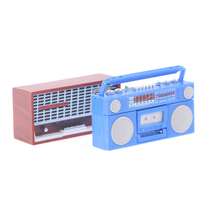 1PCS Mini Nostalgic Radio Recorder Model Toy Decorations DollHouse Mini Ornaments