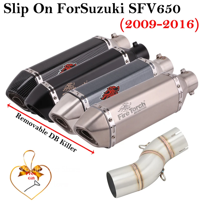 الانزلاق على لسوزوكي SFV650 SFV 650 غلاديوس 2009 - 2016 دراجة نارية أنظمة الهروب العادم الأوسط وصلة الأنابيب DB القاتل الخمار