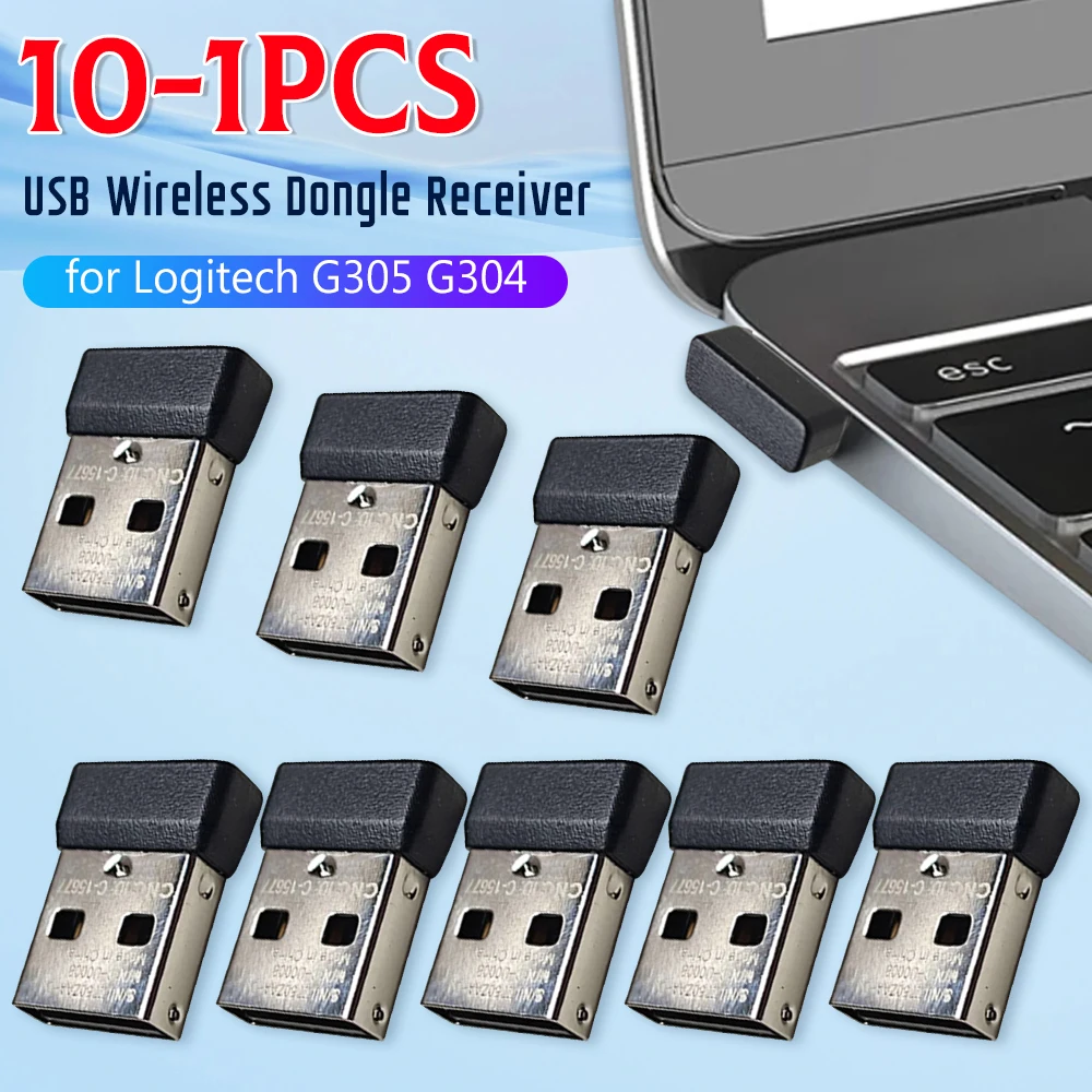 

10-1PCS USB Wireless Dongle Receiver Replacement USB Dongle Mouse Receiver Adapter for Logitech G305/G304 Wireless Gaming Mouse