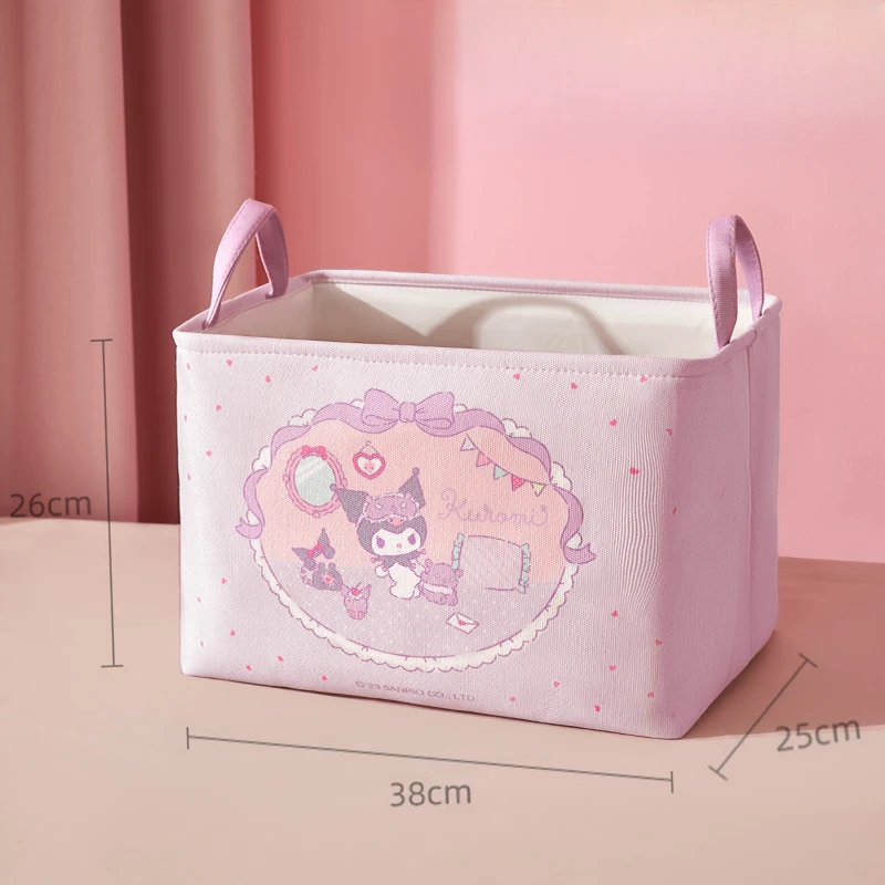 Kawaii Hello Kitty Cinnamoroll Large Storage Case Sanrio My Melody Foldable Storage Basket Kuromi Boxes Desktop Organizer Bins