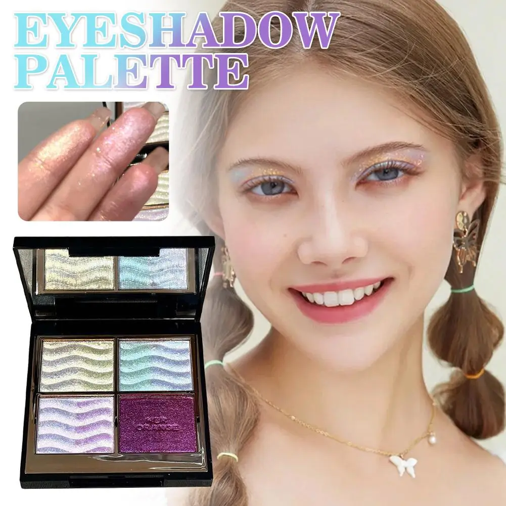 Paleta de Sombras de Ojos Chameleon Flash Shimmer, 4 Tonos Multichrome, Larga Duración, Vibrante, Estilo Smoky, Fácil de Difuminar y Aplicar