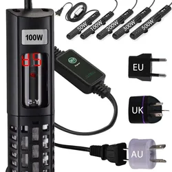 220-240V Aquarium Submersible Heater 50w/100w/200w/300w/500w Fish Tank LCD Display Digital Adjustable Water Heating Rod Constant