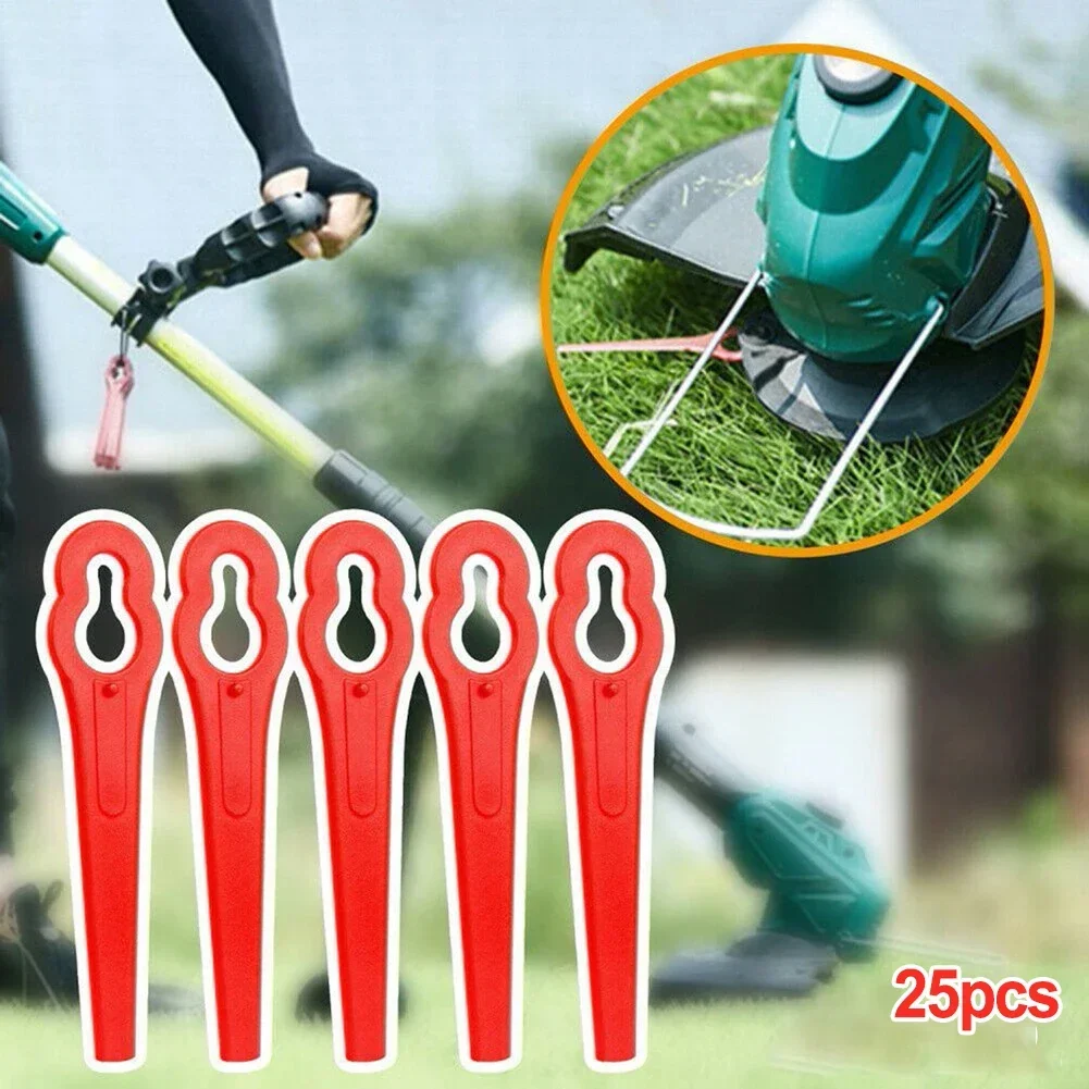 25PCS พลาสติกเครื่องตัดใบมีดเปลี่ยนสําหรับ Trimmer Garden เครื่องตัดหญ้า Strimmer ใบมีดสําหรับ Deko DKGT06 เครื่องตัดหญ้าอุปกรณ์เสริม
