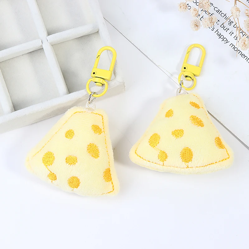 Lindo Amarelo Queijo Plush Chaveiro, Chaveiro boneca recheada, titular da chave do carro, saco de escola pingente, mochila pendurada decoração