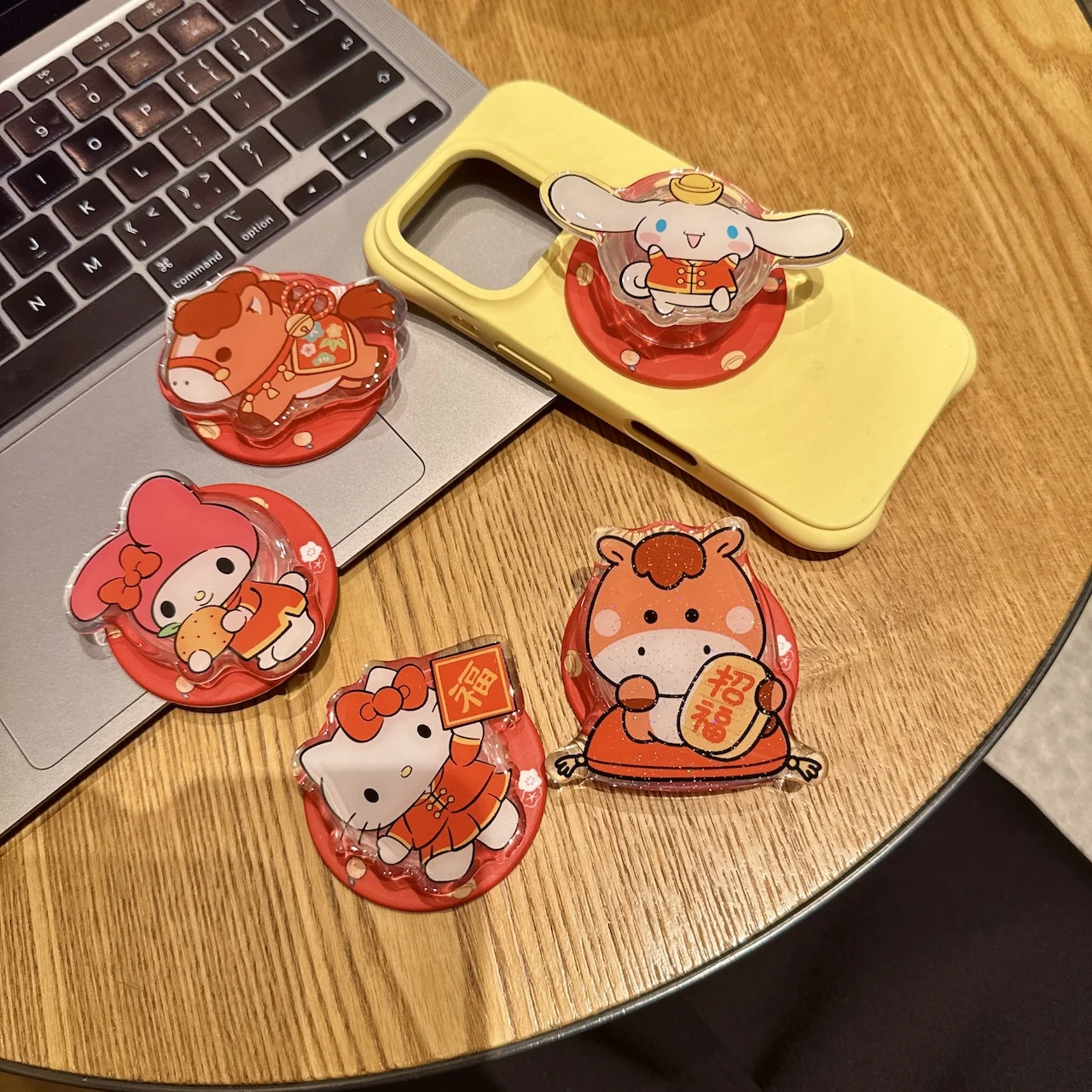 

Cute Spring Festival Gamer Desk Magnetic Phone Holder Foldable Lazy Stand Desktop Video Mount For Cartoon Kitty Chinese Style