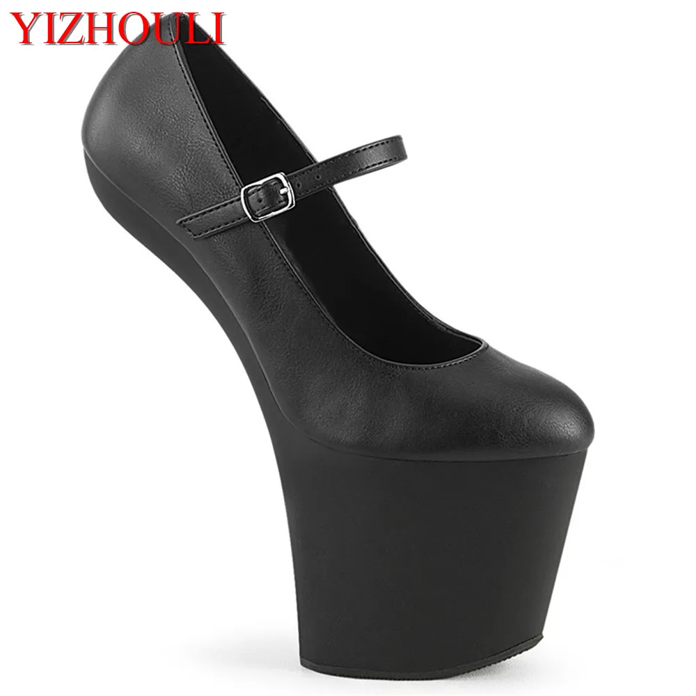 20cm nightclub single shoe one word buckle, no heel waterproof platform European and American models runway pole dancing shoes