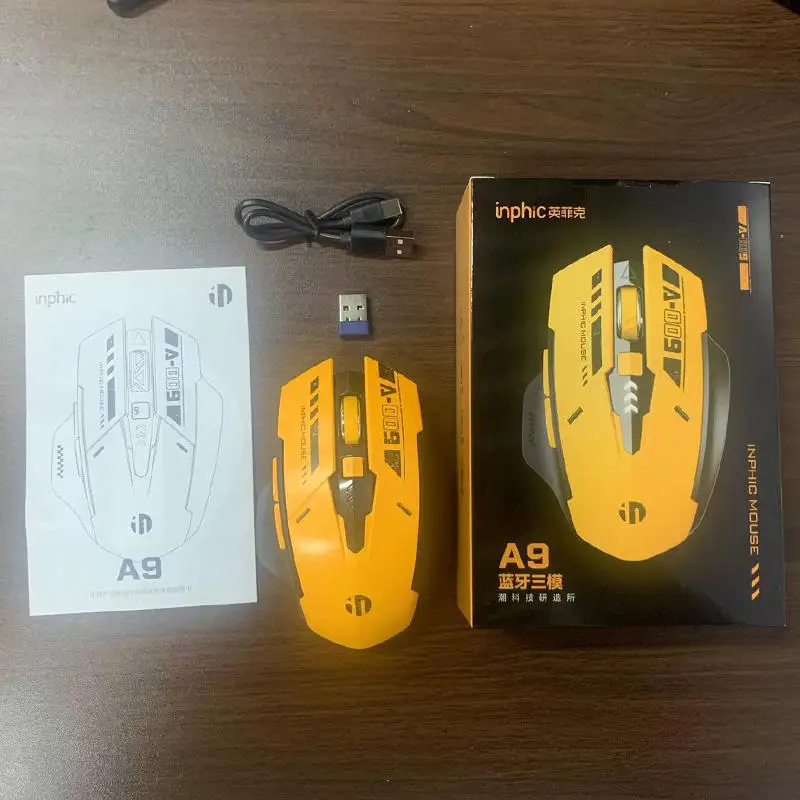 Inphic A9 Bluetooth Wireless Mouse Rechargeable 2.4GHz Noiseless Clicks 2400dpi Optical Mice type-C Fast Charge Battery Indicato