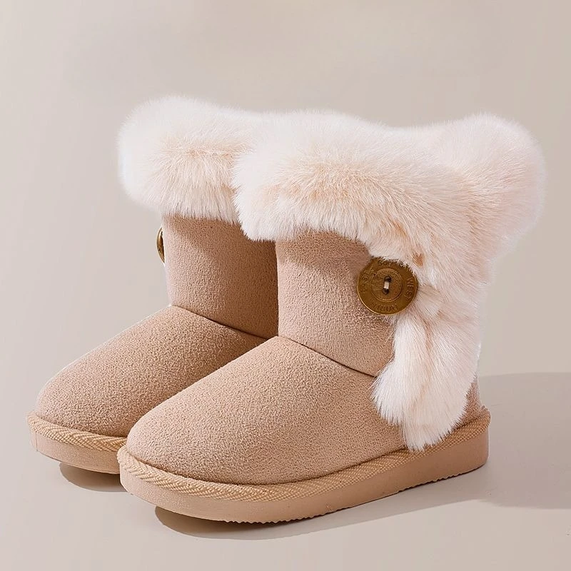 

New Girls Winter Boots Thermal Fleece Lined Soft Sole Non Slip Kids Snow Boots Extra Warmth Cotton Lined Winter Footwear
