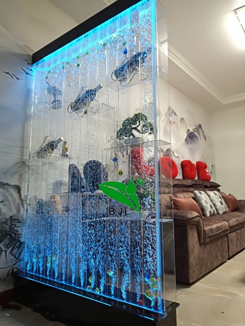 Customization.Restaurant Home bar Furniture LED Lighting Water Bubble Wall Acrylic Wine Rack bar Display Cabinet