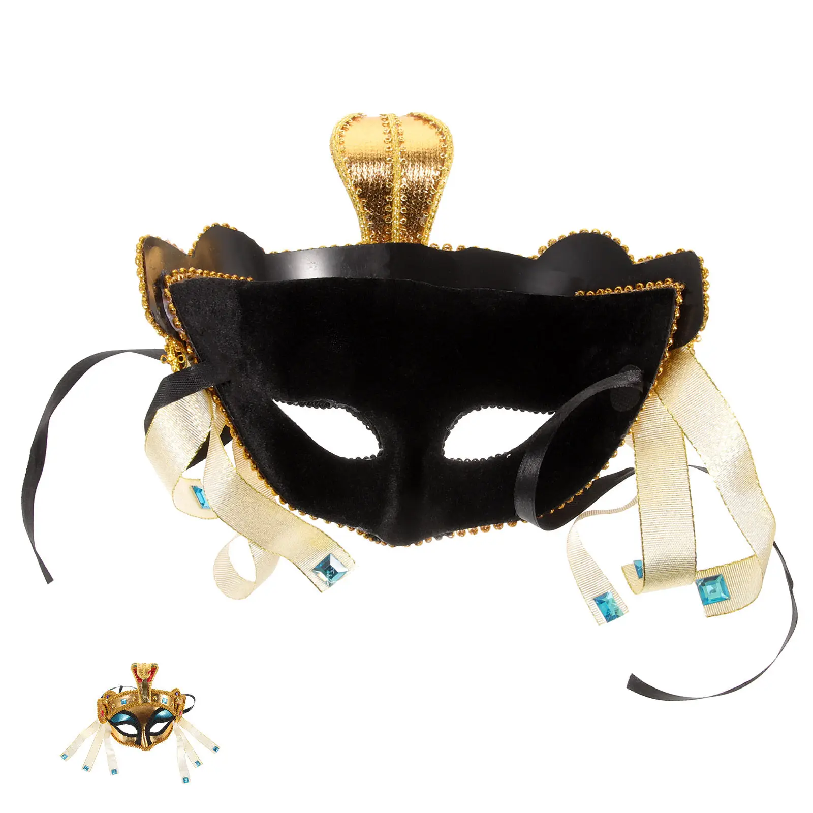 Diadema con forma de serpiente al estilo egipcio, máscara que cubre la mitad de la cara, ideal para disfraces, fiestas de Halloween, bailes de máscaras, festivales de música y carnaval. Accesorio para disfraces.