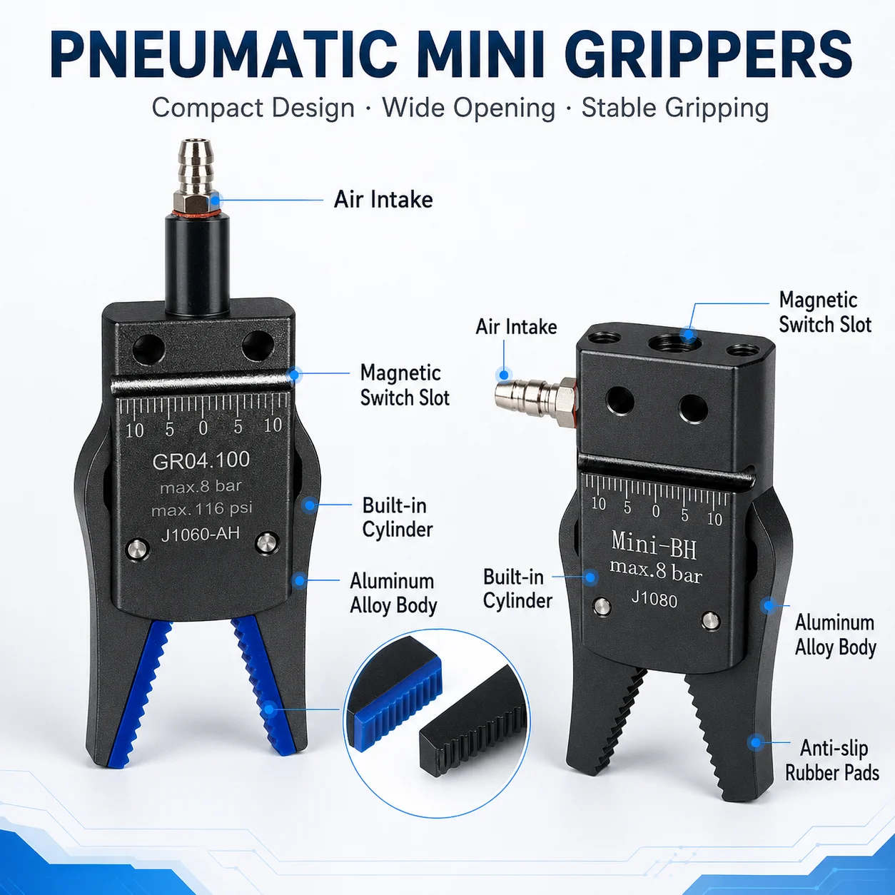 Manipulator Fixture MINI Gripper with Magnetic Induction Antiskid Advanced for Injection Molding Pneumatic Fixture Cylinder