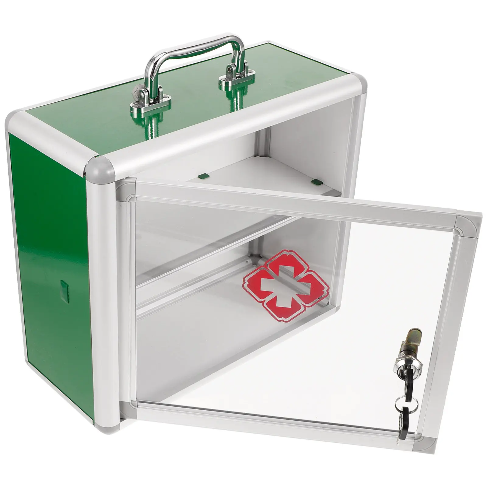 Wall-Mounted First Aid Box with Transparent Door Large Capacity Emergency Medicine Storage Container for Home Office Public
