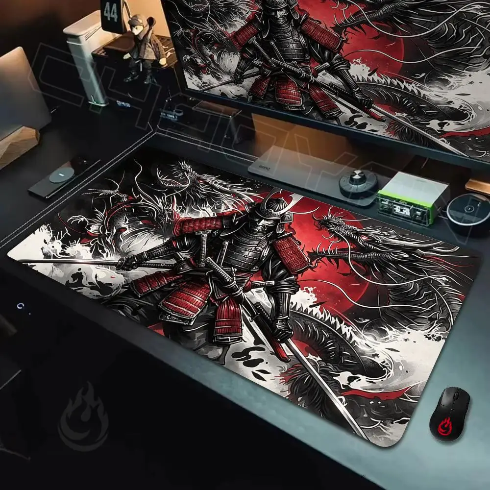 Ink-Wash Samurai and Dragon Mouse Pad Large Computer Office Game Table Mats Rubber Anti-slip XXL Mouse Mat HDP Long Desk Pads