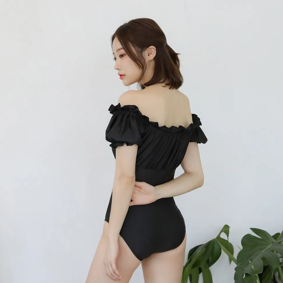 여성 수영복 2024 여성 비키니 솔리드 컬러 수영복 등이없는 섹시한 원피스 온천 수영복 M-XL