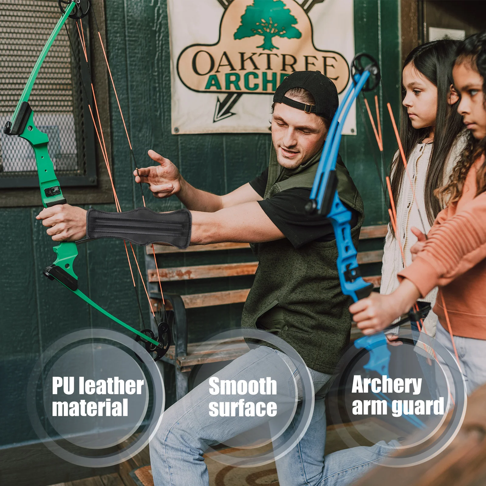 

Premium Cow Safe Strap Armband Archery Arm Guard Adjustable Wristband for Bowstring Protection Black Safe Strap Armband