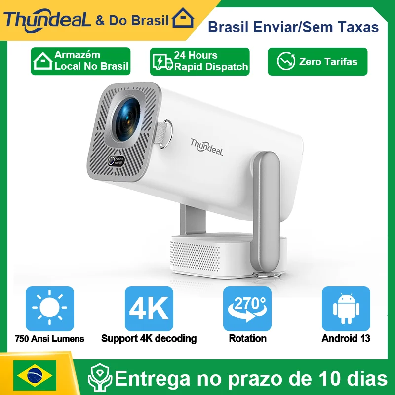 Projetor Mini HD ThundeaL TD80 Pro Full HD 1080P 4K Vídeo WIFI Android Projetor Portátil TD80Pro Cinema em Casa PK TD80W
