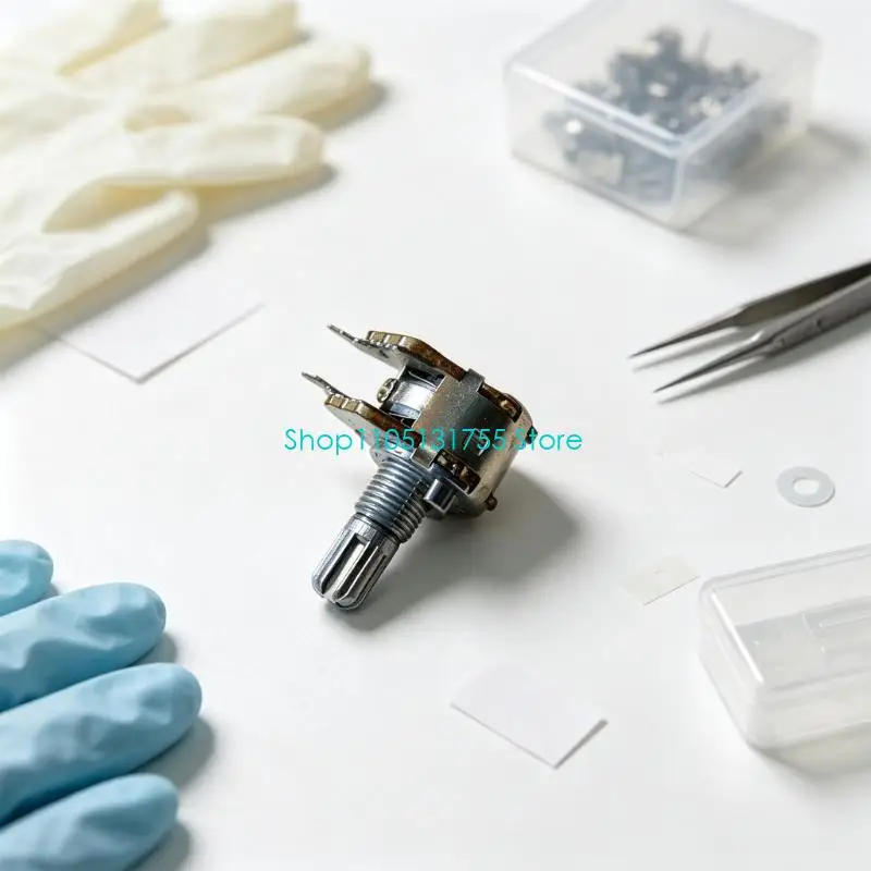 K0EF Solder Terminal Potentiometer for Electronic Keyboard Maintenance, Threaded Shaft Panel Mount Part for Manual Adjustment