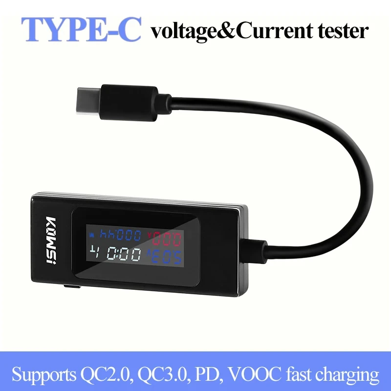 DC Type-C Tester 4-30V Voltage Meter Digital Ammeter 6.5A Current Energy Wattmeter Meter Power Bank Charger Detector 2-ways Test