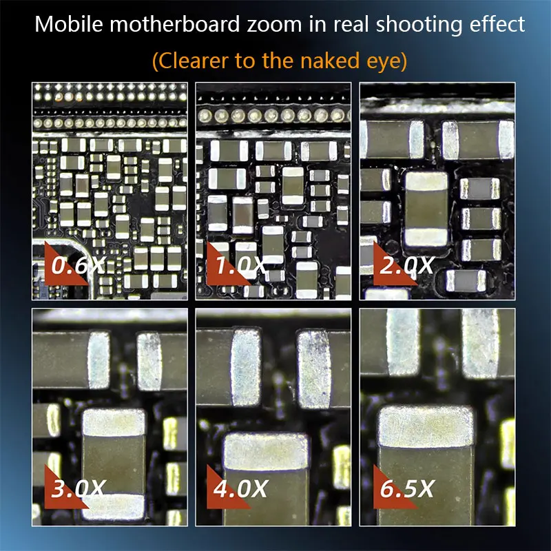YCS 6065X 三眼顕微鏡 - 0.5X-5X 連続ズーム、10X 広視野接眼レンズ、PCB 修理およびはんだ付け用の上下フォーカスノブ