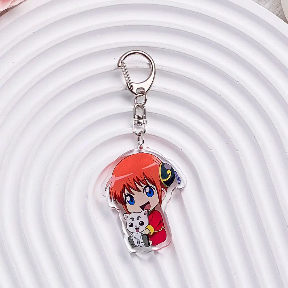 شخصيات أنيمي جينتاما سلسلة مفاتيح مصنوعة من الأكريليك اكسسوارات حقيبة سحر الكرتون لطيف مضحك على ظهره قلادة كيرينغ هدايا للأصدقاء #5