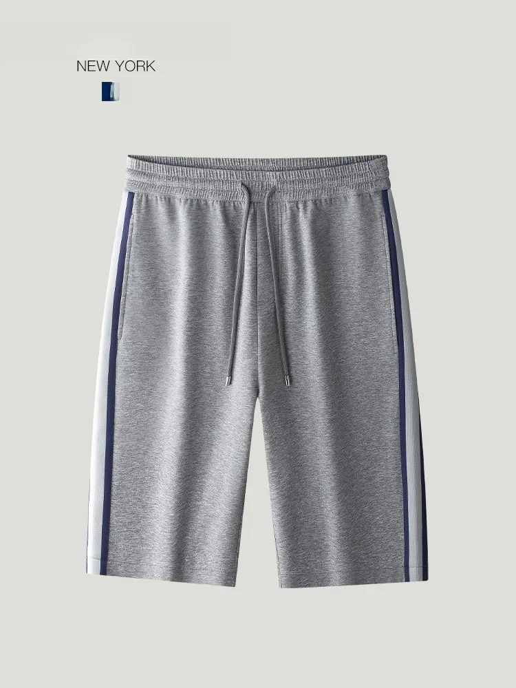 

Мужские спортивные брюки премиум-класса с тонкими прямыми штанинами, средней длины, с боковыми полосками, модные, новинка 2025 года, спортивные брюки-капри.