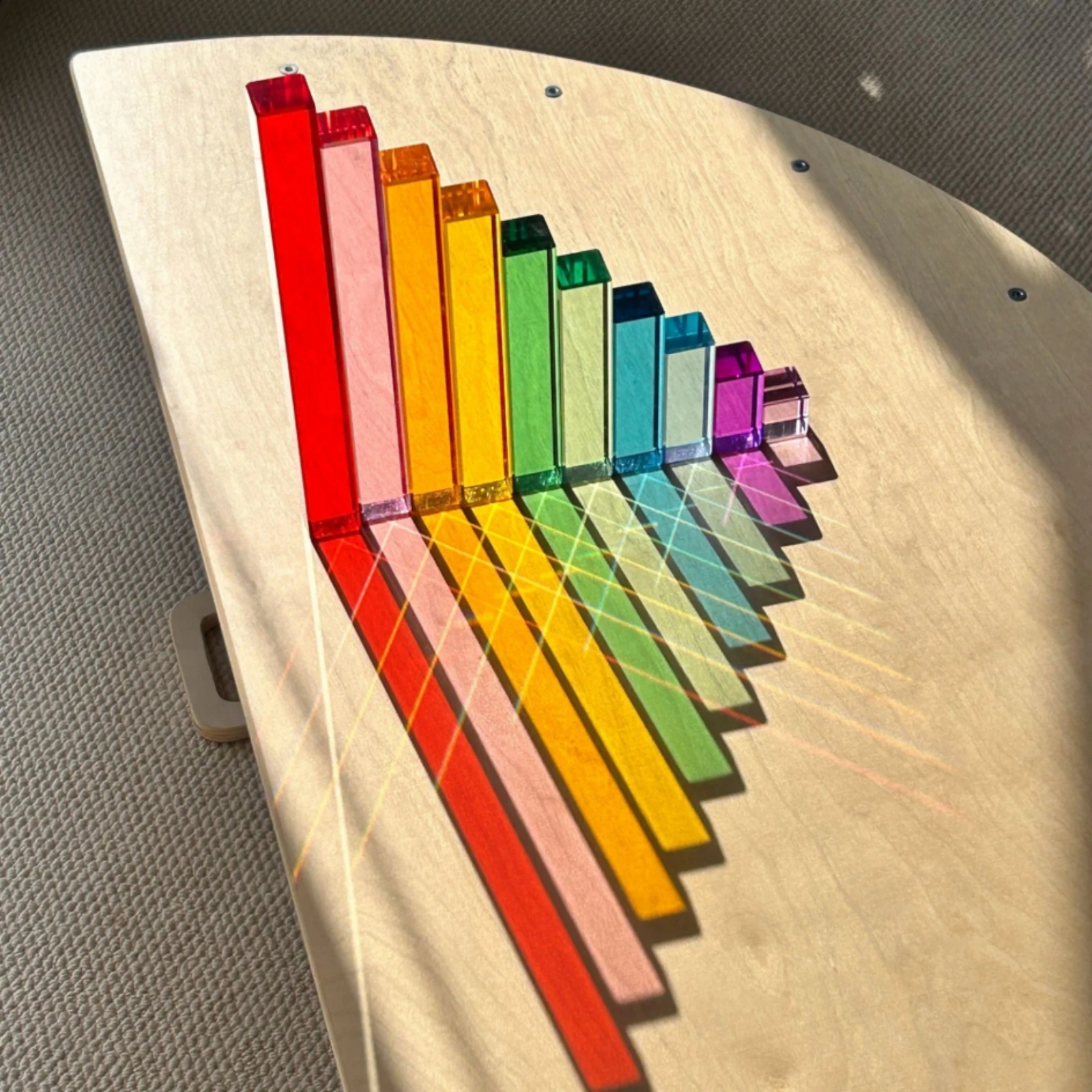Acrylic Sensory Building Blocks Glossy Acrylic Block Toy Staircase Block Stackable Rainbow Blocks Open-Ended for Children