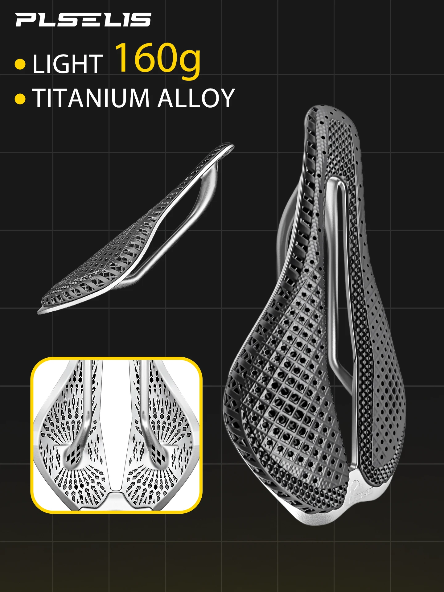 AliExpress plselis PLSELIS 160g Titanium Alloy Bike Saddle, 3D Printed Shock-absorbing Surface, Durable & Comfortabl