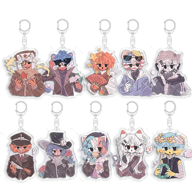 New Countryhumans Keychain Women China Russia France Anime Key Chain Double Sided Acrylic Pendant Chaveio Jewelry Christmas Gift