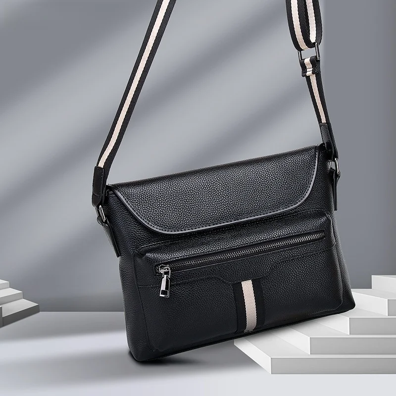 

Large Capaci Men's Crossbody Bag Leather Single oulder Bag Trendy Cowhide Bag for Autumn Winter Faion Men's Bag